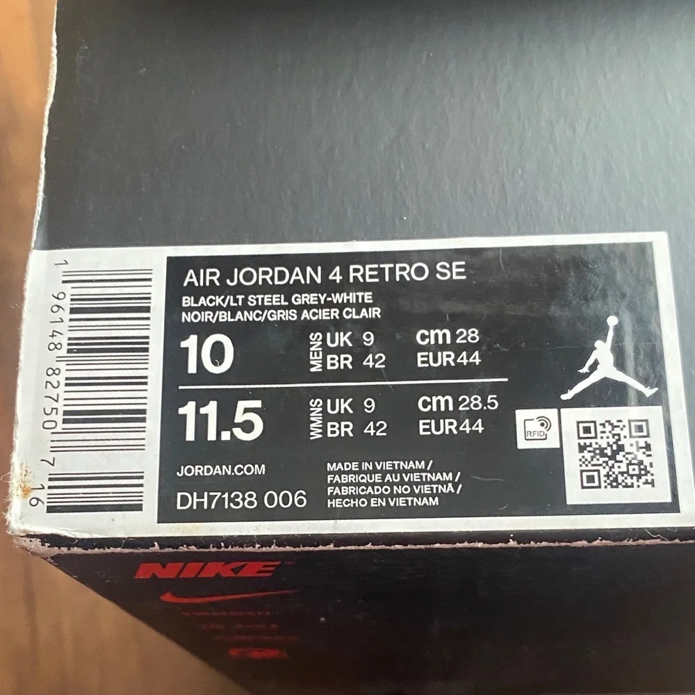 Jordan 4 Military Black and Gray Retro Sneakers